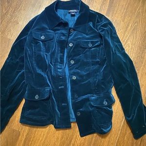 Jones New York Siganture Teal Velvet Jacket Size L